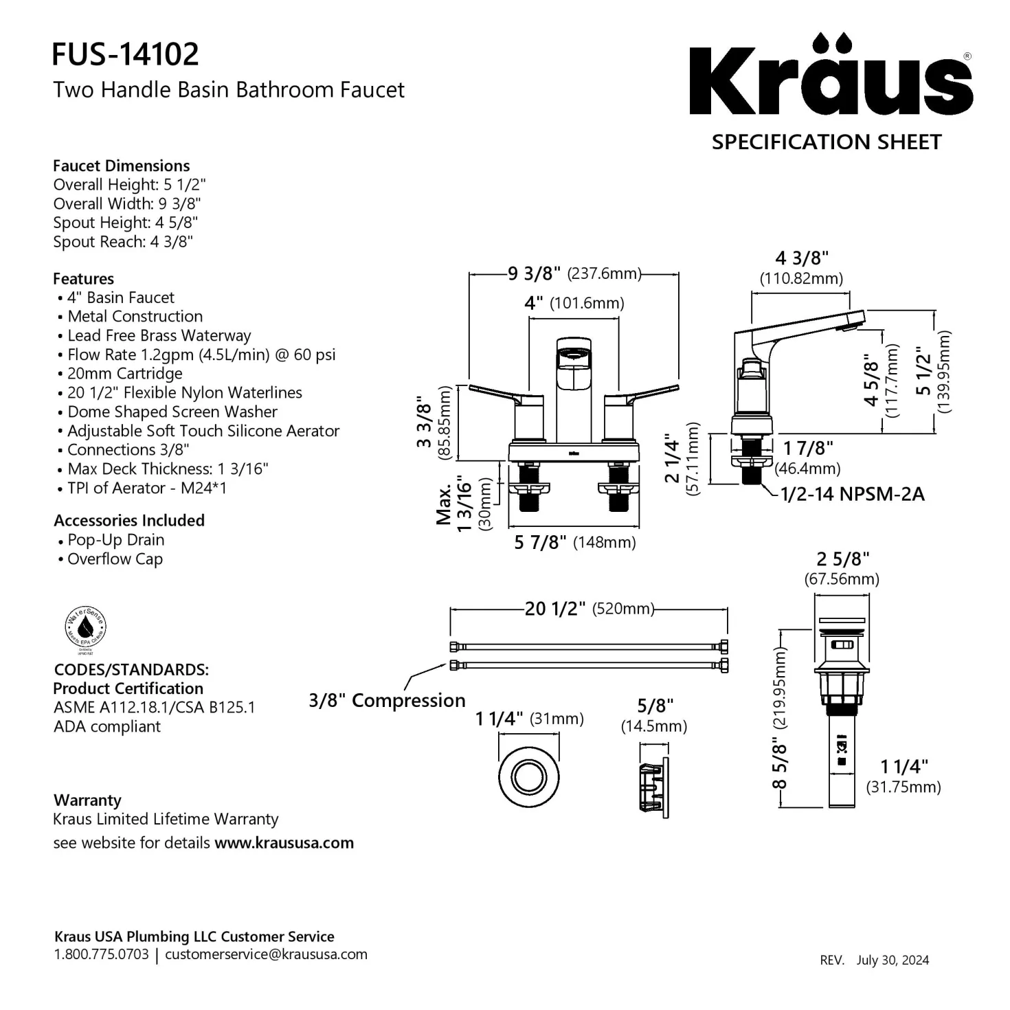 KRAUS Indy 2-Handle 4-inch Centerset Bathroom Faucet in Chrome
