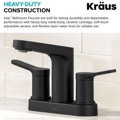 KRAUS Indy 2-Handle 4-inch Centerset Bathroom Faucet in Matte Black