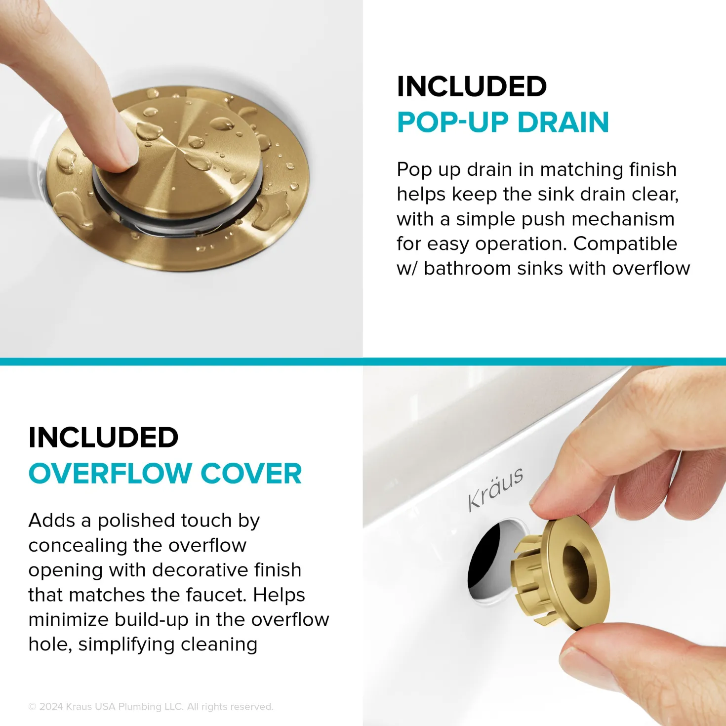 KRAUS Indy 2-Handle 4-inch Centerset Bathroom Faucet in Spot-Free Brushed Brass