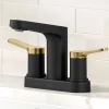 KRAUS Indy 2-Handle 4-inch Centerset Bathroom Faucet in Matte Black with Brushed Brass
