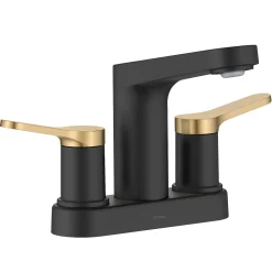 KRAUS Indy 2-Handle 4-inch Centerset Bathroom Faucet in Matte Black with Brushed Brass