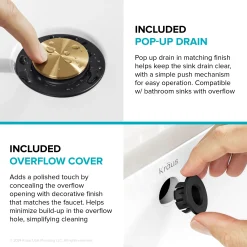 KRAUS Indy 2-Handle 4-inch Centerset Bathroom Faucet in Matte Black with Brushed Brass