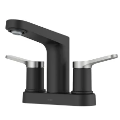 KRAUS Indy 2-Handle 4-inch Centerset Bathroom Faucet in Matte Black with Brushed Nickel