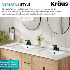 KRAUS Indy 2-Handle 4-inch Centerset Bathroom Faucet in Matte Black with Brushed Nickel