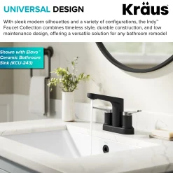 KRAUS Indy 2-Handle 4-inch Centerset Bathroom Faucet in Matte Black with Brushed Nickel