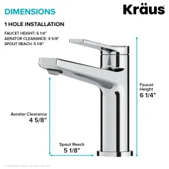 KRAUS Indy Single Handle Bathroom Faucet in Chrome