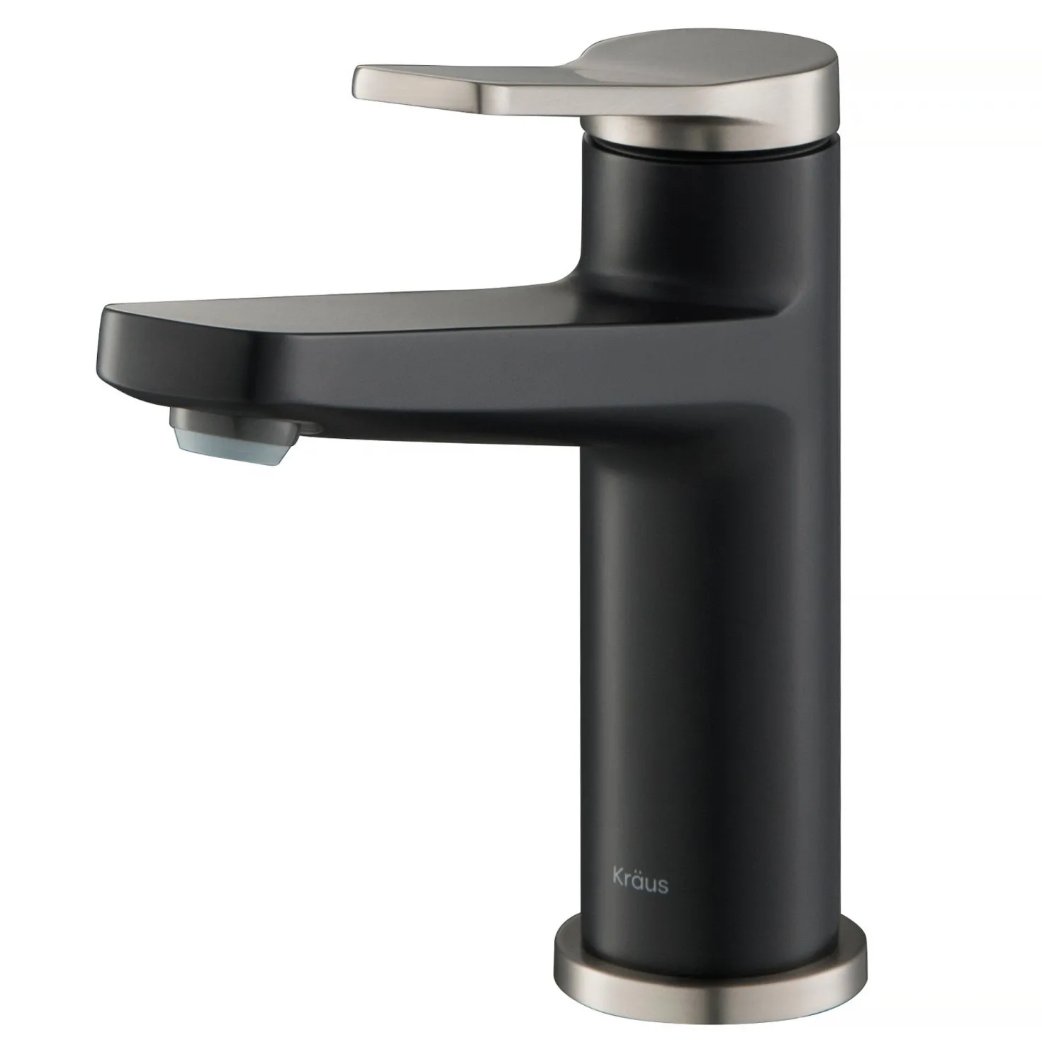 KRAUS Indy Single Handle Bathroom Faucet in Spot Free Stainless Steel/Matte Black