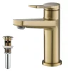 KRAUS Indy Single Handle Bathroom Faucet with Matching Pop-Up Drain in Brushed Gold
