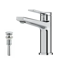 KRAUS Indy Single Handle Bathroom Faucet with Matching Pop-Up Drain in Chrome