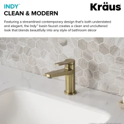 KRAUS Indy Single Handle Bathroom Faucet in Brushed Gold