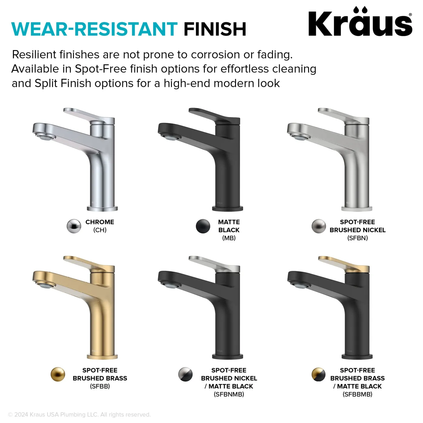 KRAUS Indy Single Handle Bathroom Faucet in Matte Black with Brushed Nickel