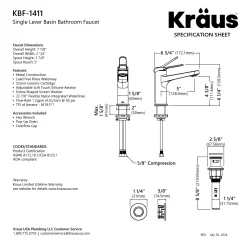 KRAUS Indy Single Handle Bathroom Faucet in Matte Black with Brushed Nickel