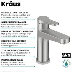 KRAUS Indy Single Handle Bathroom Faucet in Spot-Free Brushed Nickel