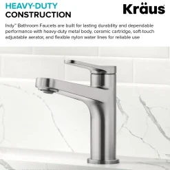 KRAUS Indy Single Handle Bathroom Faucet in Spot-Free Brushed Nickel