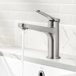KRAUS Indy Single Handle Bathroom Faucet in Spot-Free Brushed Nickel