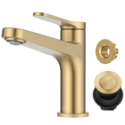 KRAUS Indy Single Handle Bathroom Faucet in Spot-Free Brushed Brass