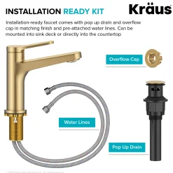 KRAUS Indy Single Handle Bathroom Faucet in Spot-Free Brushed Brass