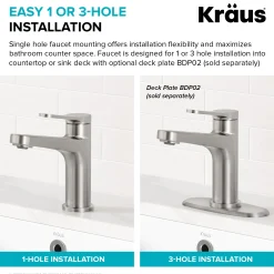 KRAUS Indy Single Handle Bathroom Faucet in Spot-Free Brushed Brass