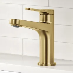 KRAUS Indy Single Handle Bathroom Faucet in Spot-Free Brushed Brass