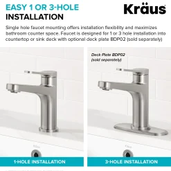 KRAUS Indy Single Handle Bathroom Faucet in Matte Black