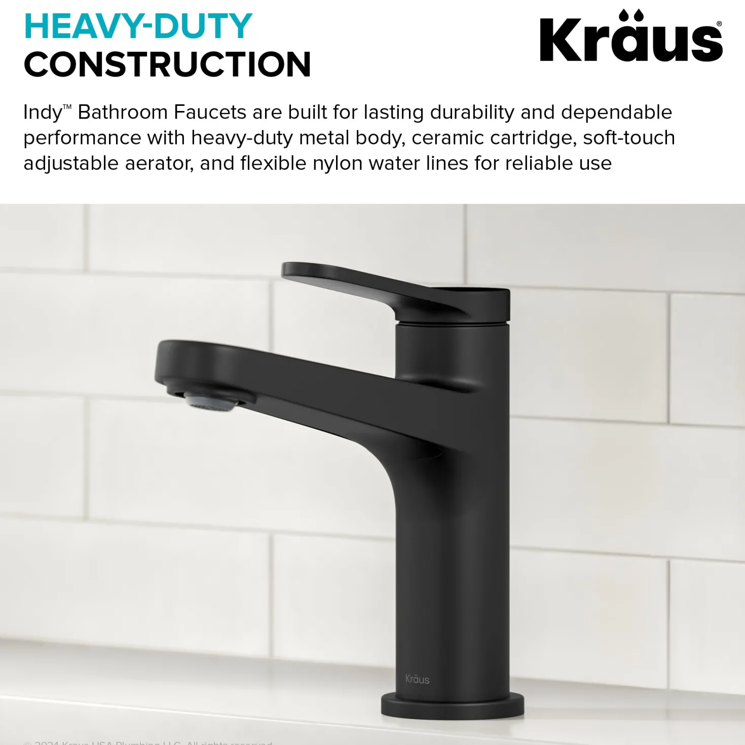 KRAUS Indy Single Handle Bathroom Faucet in Matte Black