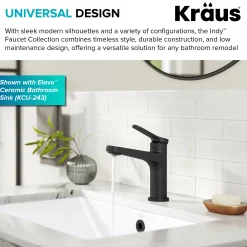 KRAUS Indy Single Handle Bathroom Faucet in Matte Black