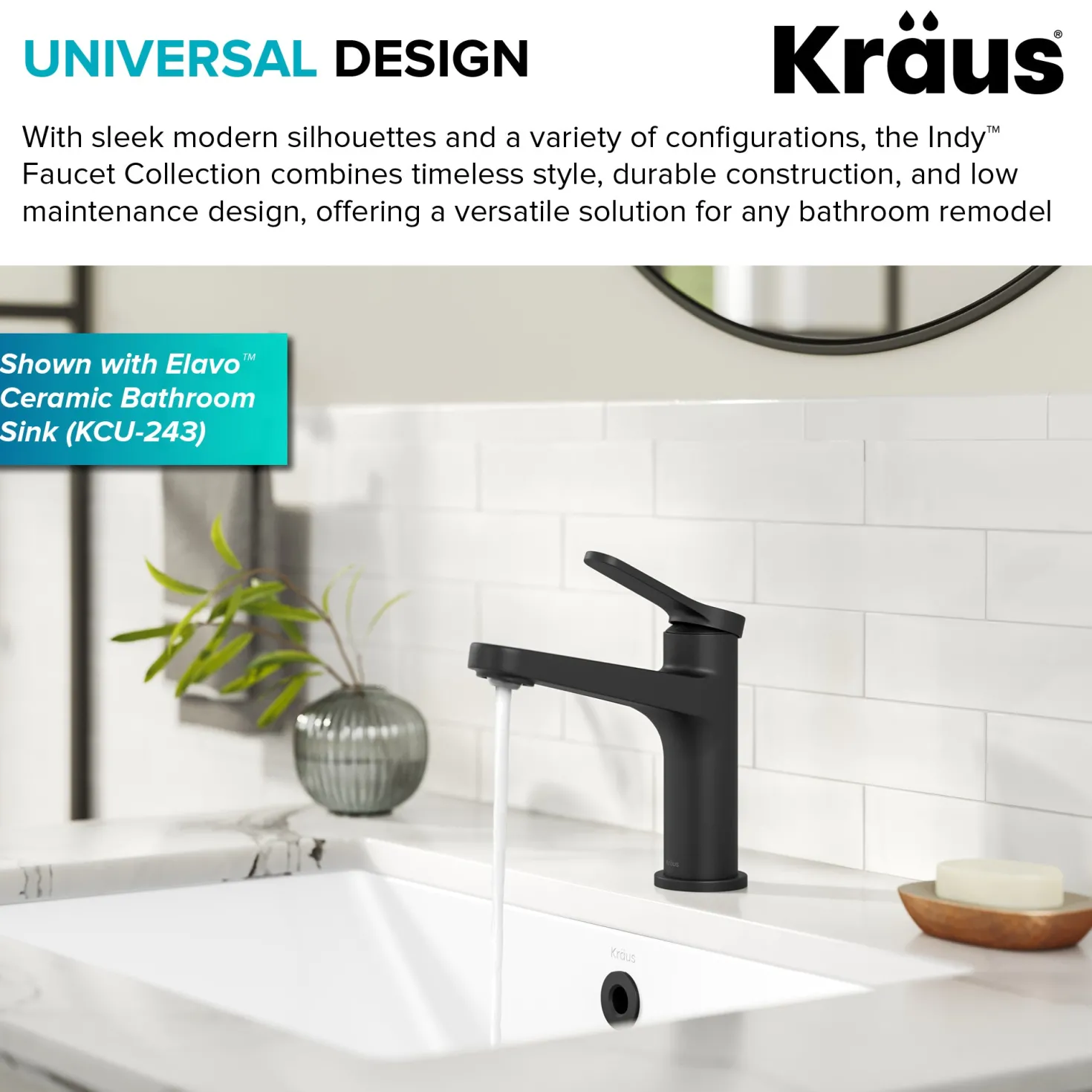 KRAUS Indy Single Handle Bathroom Faucet in Matte Black
