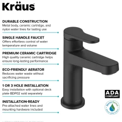 KRAUS Indy Single Handle Bathroom Faucet in Matte Black