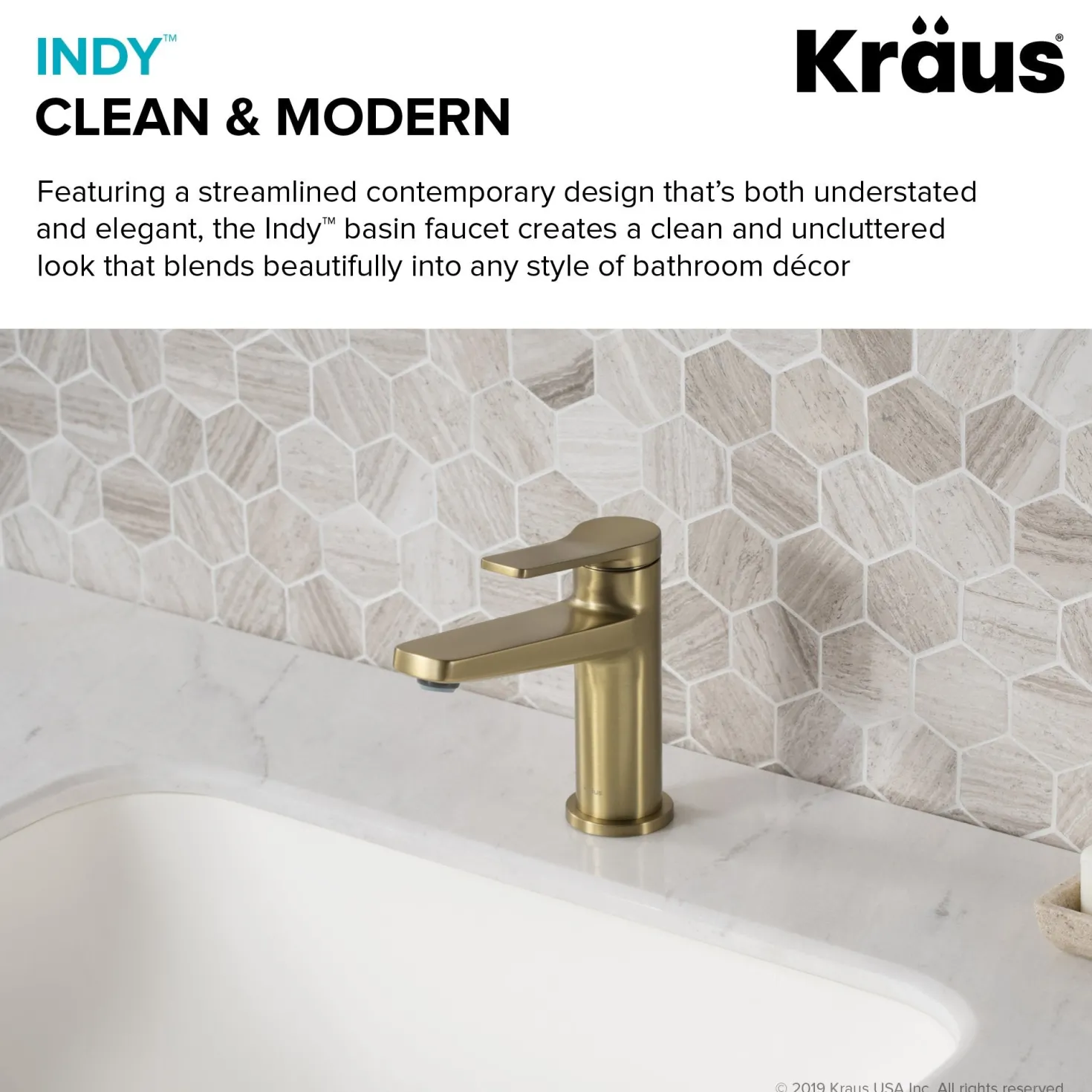KRAUS Indy Single Handle 2-Pack Bathroom Faucet in Brushed Gold