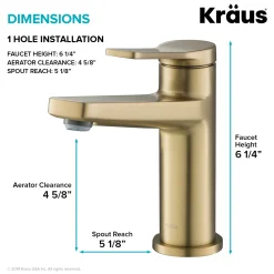 KRAUS Indy Single Handle 2-Pack Bathroom Faucet in Brushed Gold