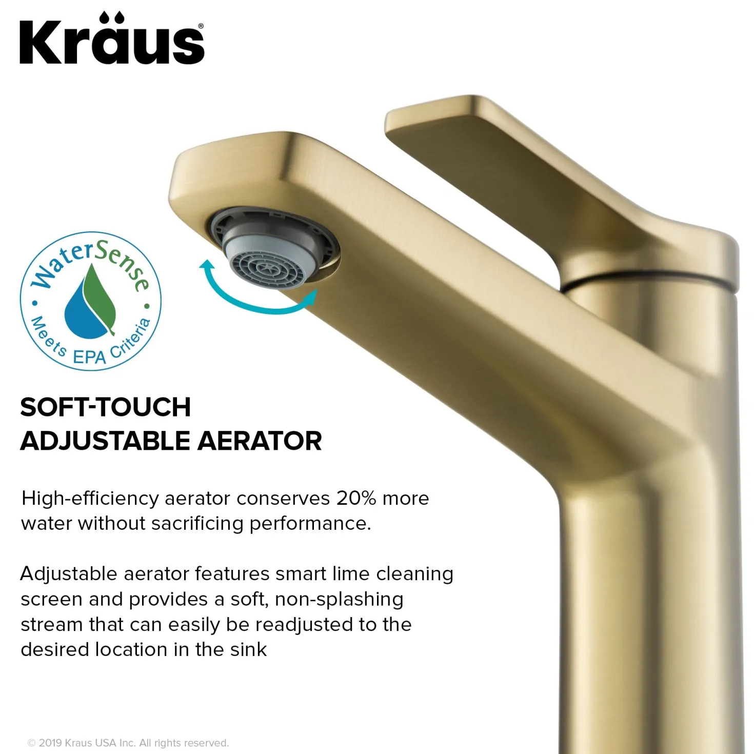 KRAUS Indy Single Handle 2-Pack Bathroom Faucet in Brushed Gold