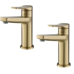 KRAUS Indy Single Handle 2-Pack Bathroom Faucet in Brushed Gold