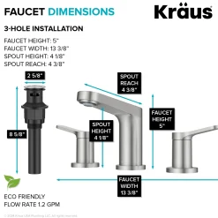 KRAUS Indy Widespread Bathroom Faucet in Spot-Free Brushed Nickel