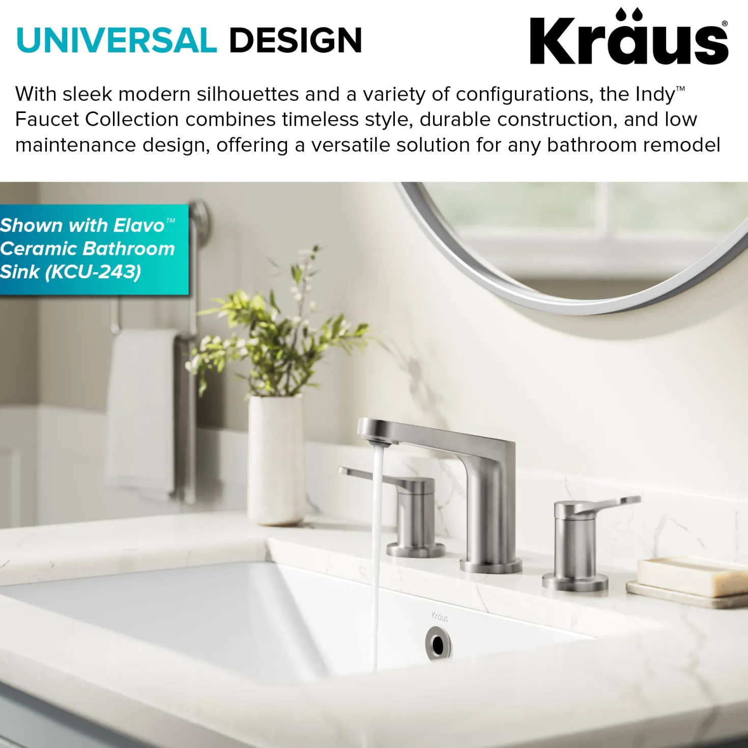KRAUS Indy Widespread Bathroom Faucet in Spot-Free Brushed Nickel