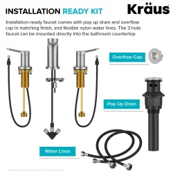 KRAUS Indy Widespread Bathroom Faucet in Spot-Free Brushed Nickel