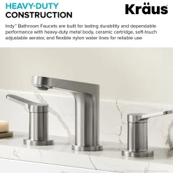 KRAUS Indy Widespread Bathroom Faucet in Spot-Free Brushed Nickel
