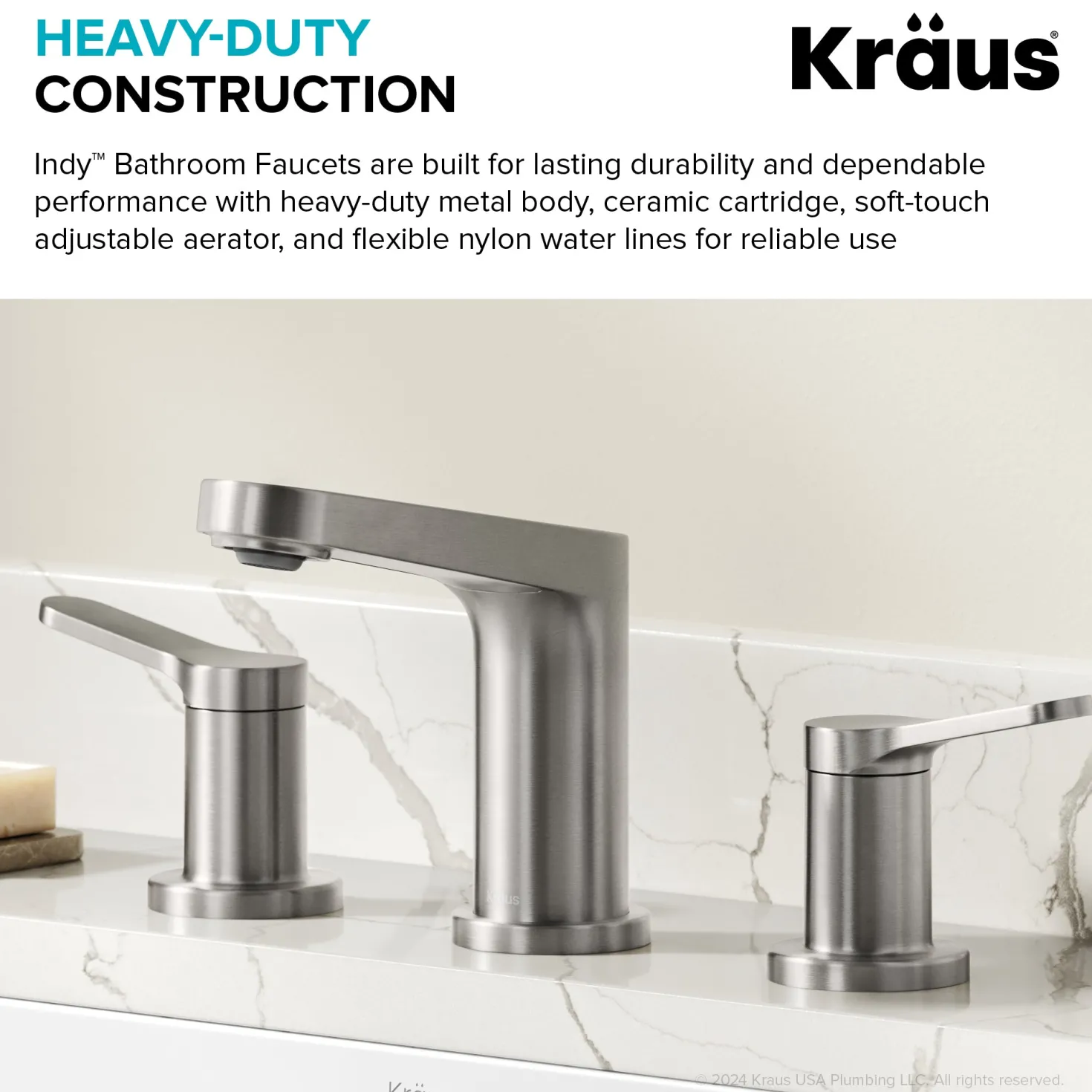 KRAUS Indy Widespread Bathroom Faucet in Spot-Free Brushed Nickel