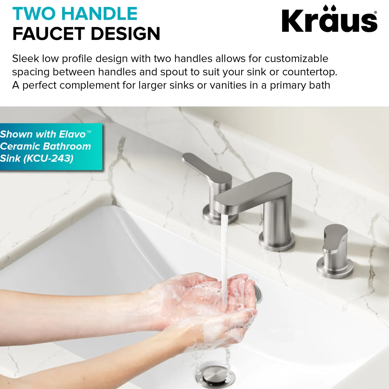KRAUS Indy Widespread Bathroom Faucet in Spot-Free Brushed Nickel