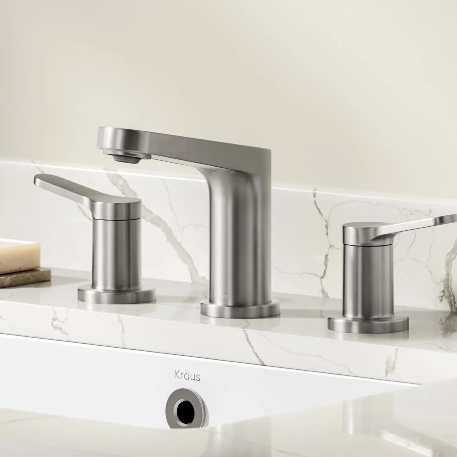 KRAUS Indy Widespread Bathroom Faucet in Spot-Free Brushed Nickel