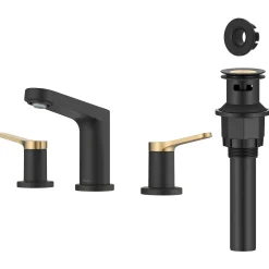 KRAUS Indy Widespread Bathroom Faucet in Matte Black with Brushed Brass