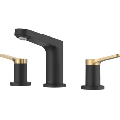 KRAUS Indy Widespread Bathroom Faucet in Matte Black with Brushed Brass