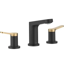 KRAUS Indy Widespread Bathroom Faucet in Matte Black with Brushed Brass
