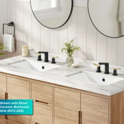 KRAUS Indy Widespread Bathroom Faucet in Matte Black with Brushed Brass