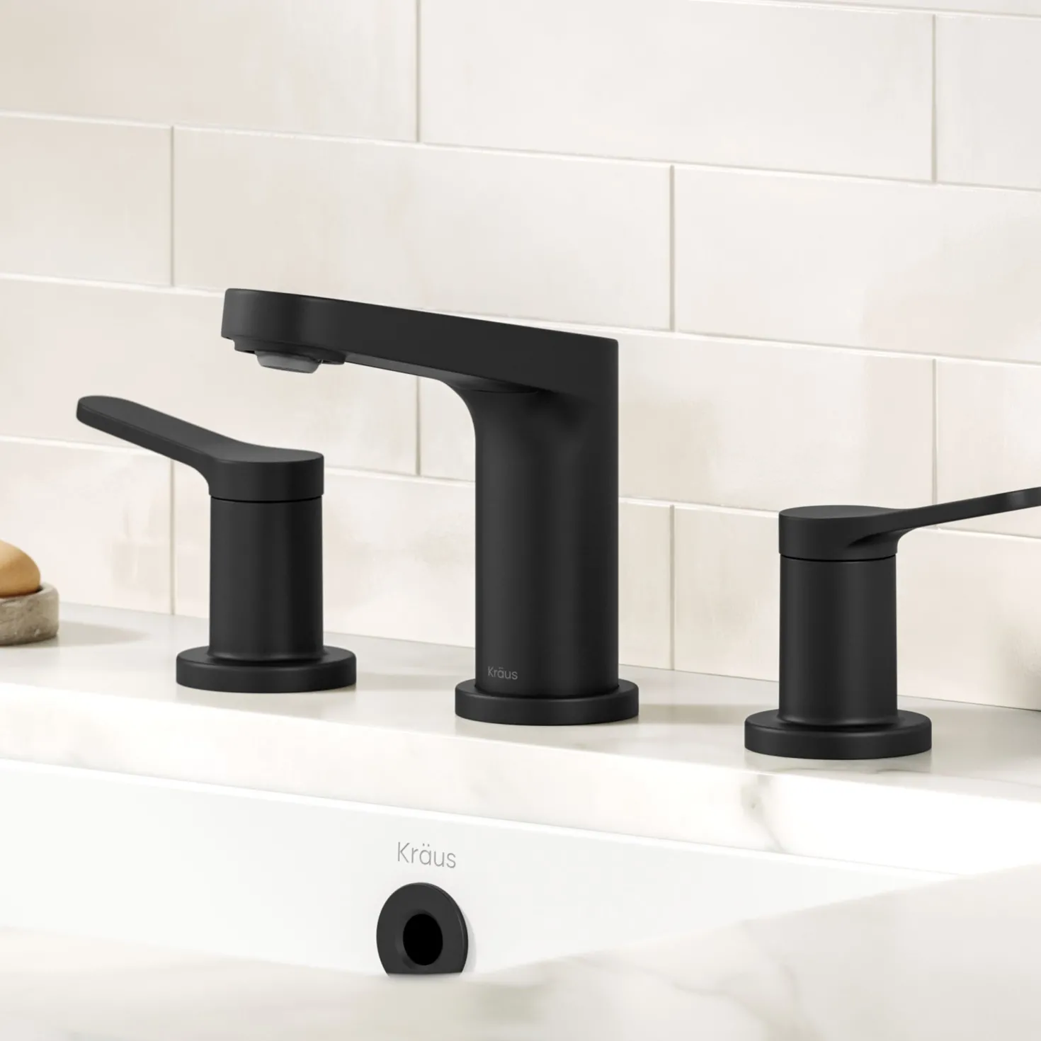 KRAUS Indy Widespread Bathroom Faucet in Matte Black