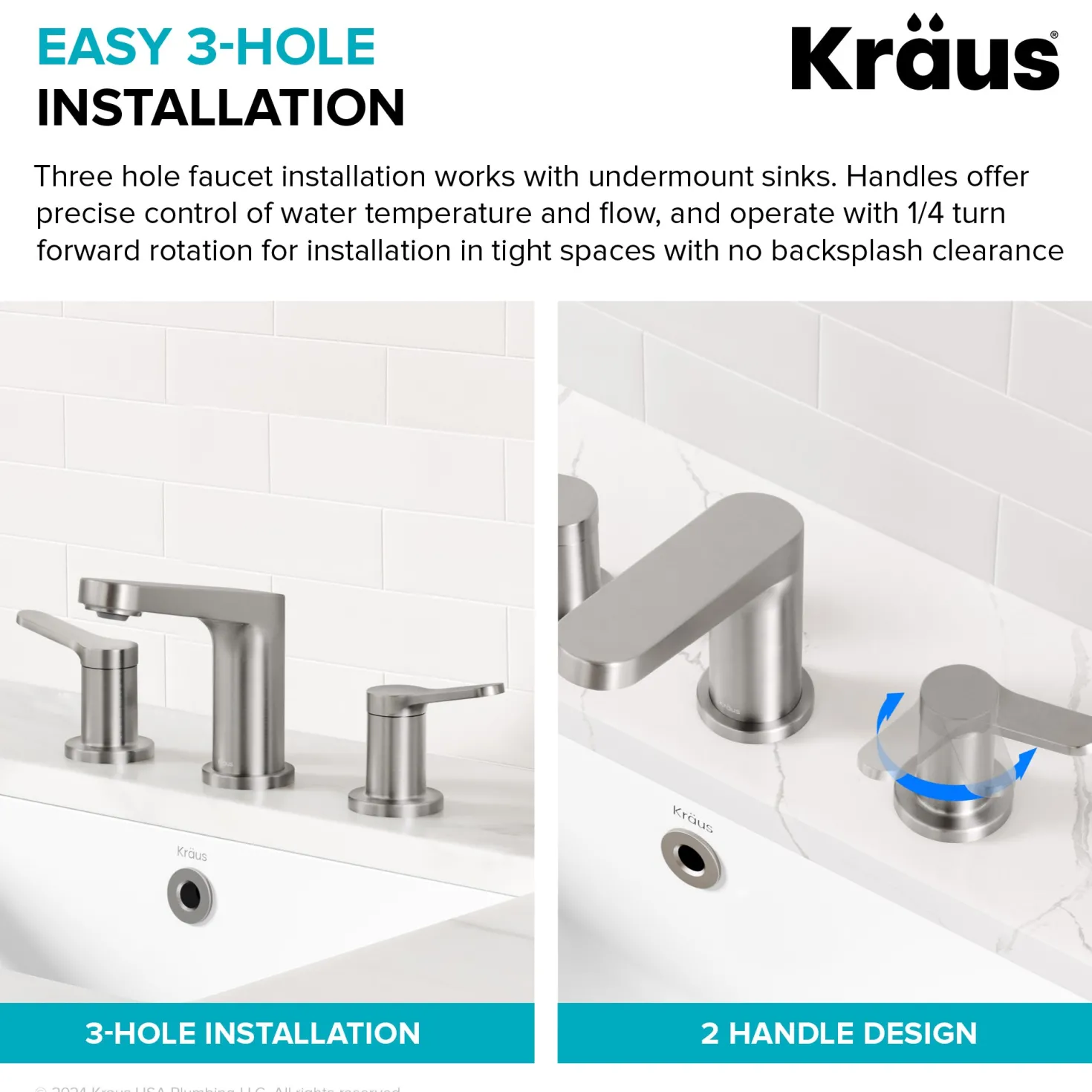 KRAUS Indy Widespread Bathroom Faucet in Matte Black