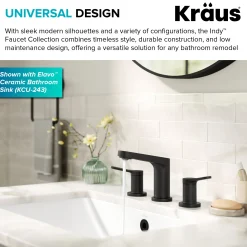 KRAUS Indy Widespread Bathroom Faucet in Matte Black