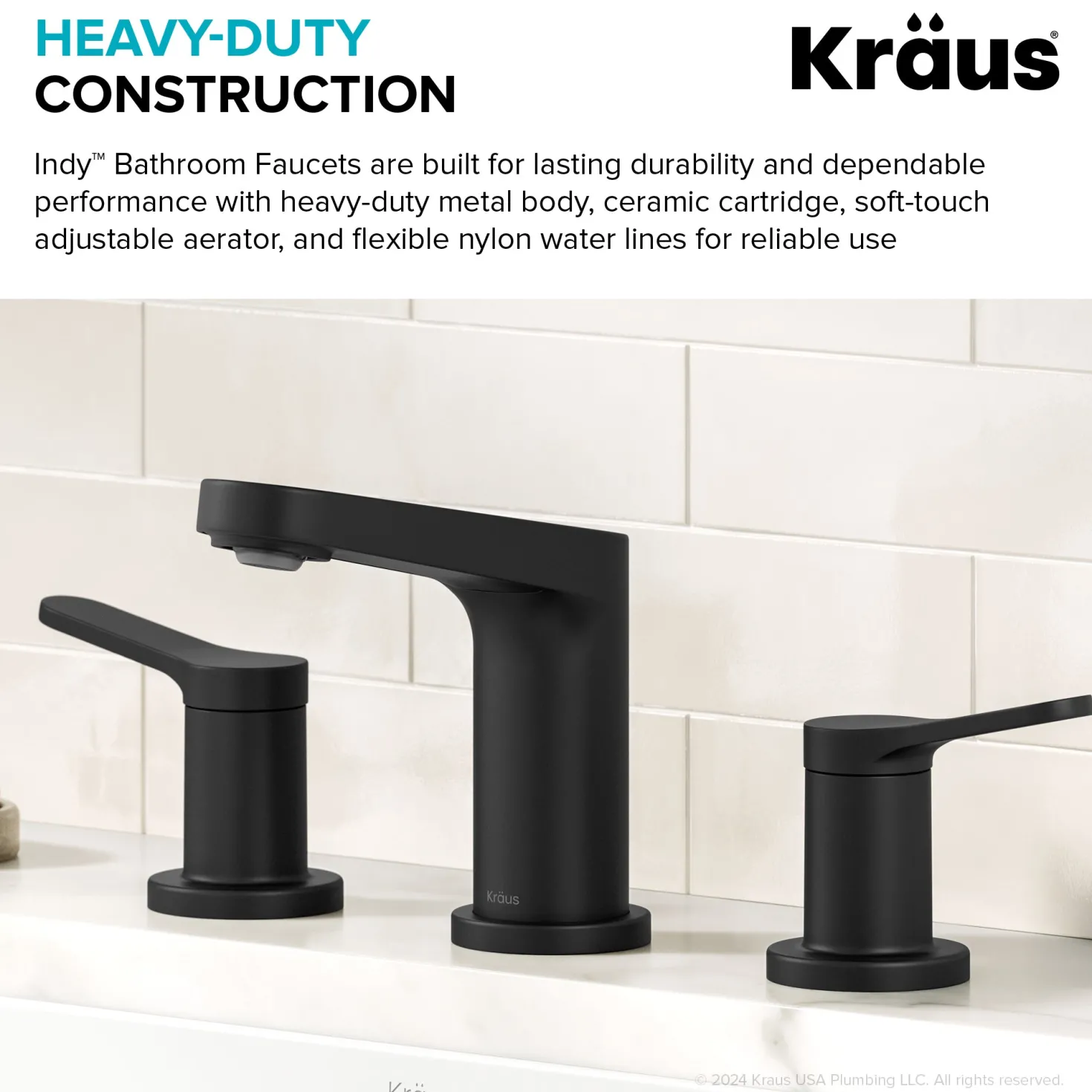 KRAUS Indy Widespread Bathroom Faucet in Matte Black