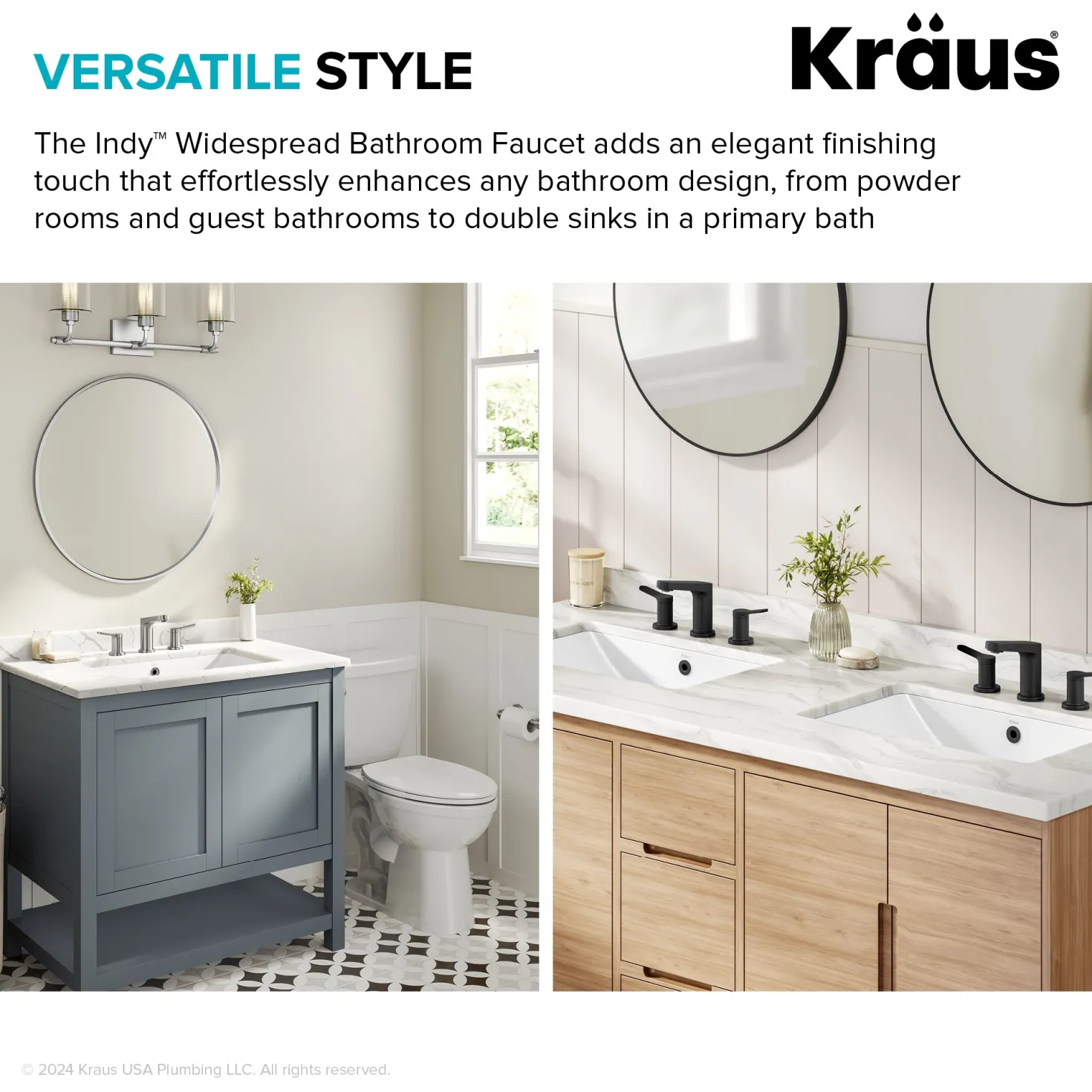 KRAUS Indy Widespread Bathroom Faucet in Spot-Free Brushed Brass