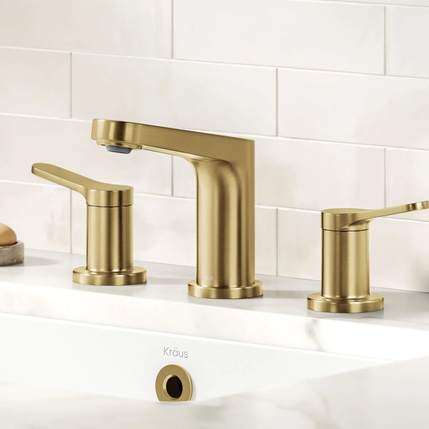 KRAUS Indy Widespread Bathroom Faucet in Spot-Free Brushed Brass