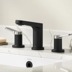 KRAUS Indy Widespread Bathroom Faucet in Matte Black with Brushed Nickel